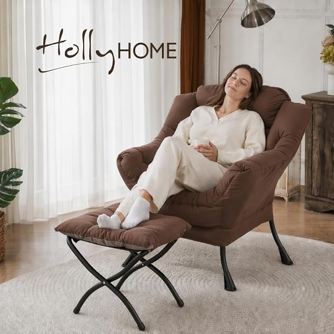 HollyHOME Lazy Chair with Foldable Ottoman, Accent Comfy Lounge Armchair and - Image 4