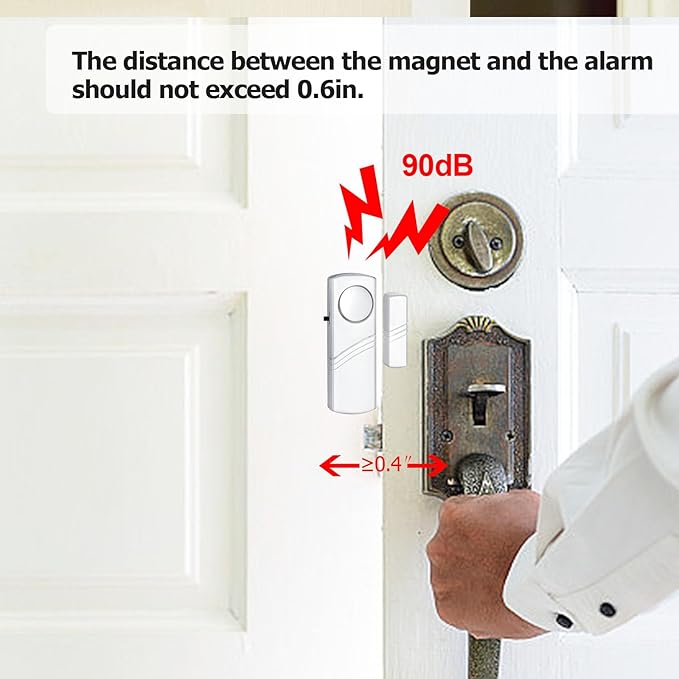 Security Door Window Alarm, Wireless Sensor Door Window Burglar Alarm, Door Alarms for Kids Safety, Easy Installation Doorbell Alarms for Office House Window Pool (4 Pack)
