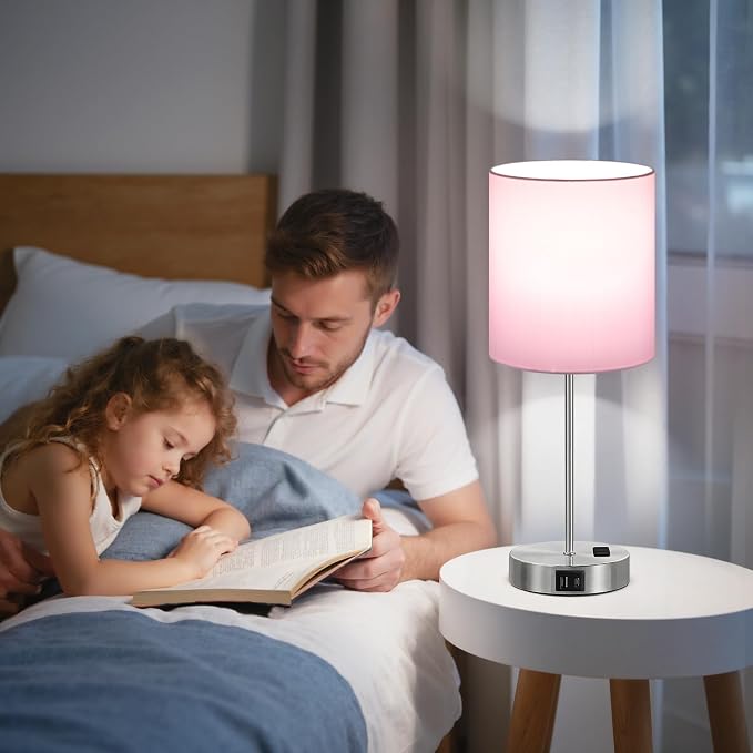 17.6" Pink Touch Lamps for Bedroom Set of 2 - Image 7