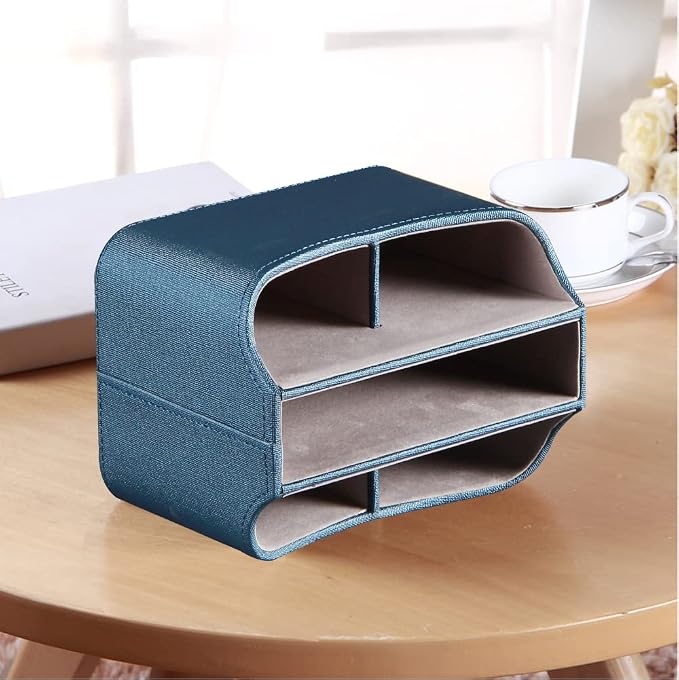 PU Leather 360° Rotatable Remote Control Holder, Nightstand TV Remote Caddy | - Image 6