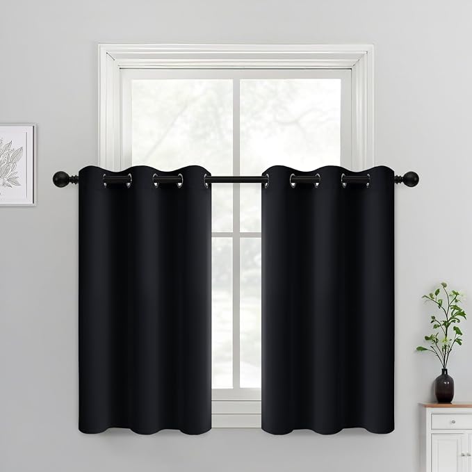 Yakamok Blackout Curtains 38x36 inch Black Thermal Drapes-Kitchen | 2 panels by Yakamok