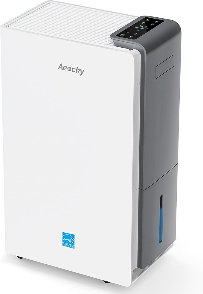 4500 Sq.Ft Most Efficient Energy Star 2025 Dehumidifier,AEOCKY Max 80 Pint/Day Smart Compressor Dehumidifier with Drain Hose, Intelligent Humidistat,for Basement,Bedroom,Home,Bathroom
