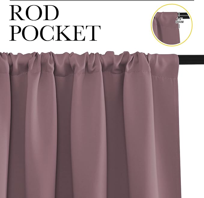 NICETOWN Blackout Curtains for RV Windows, Dry Rose, 2 Panels, Room Darkening - Image 2