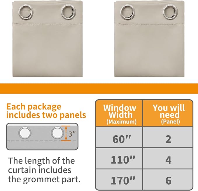 YoungsTex Camel 100% Blackout Curtains 63 Inches Length - Image 6