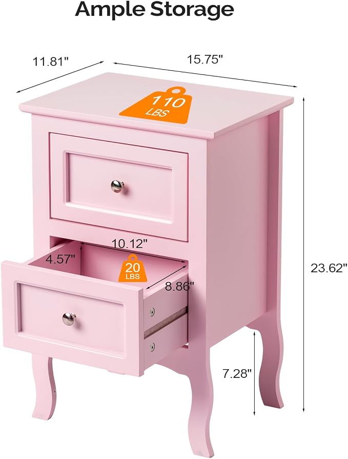 Bonnlo Nightstand with 2 Drawers, Night Stands - Image 2