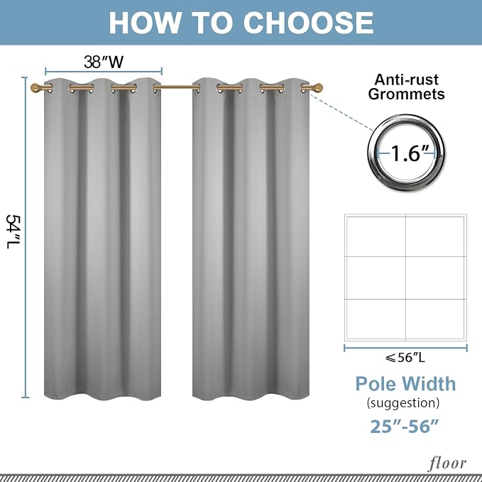 Diraysid Light Grey Grommet Blackout Curtains - Image 5