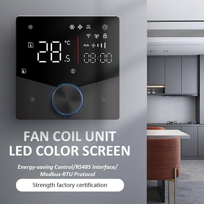 WiFi Central AC Thermostat Energy Saving Control Wall Mounted Programmable Temperature Controller for Smart Home (Black)