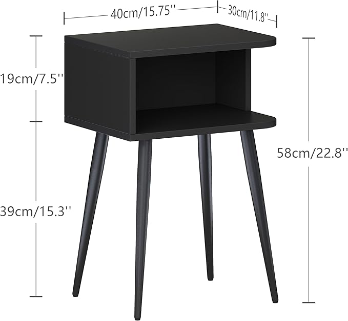 Black Nightstand Set of 2, Small Bed Side Table - Image 3