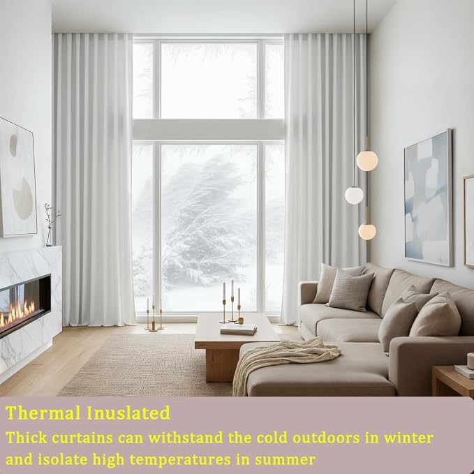 Timeper White Velvet Curtains 96 inches 2 Panels, Luxury Curtains - Image 3
