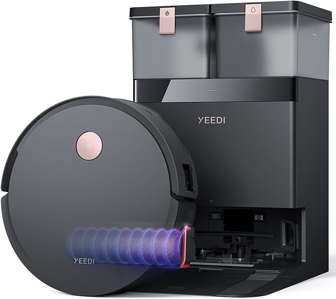 Yeedi S14 Plus Robot Vacuum and Mop, 18,000Pa Suction, OZMO Roller Mopping, ZeroTangle 2.0, TruEdge 3D Sensor, All-in-One Station with Auto Hot Water Washing & Self-Drying, Black