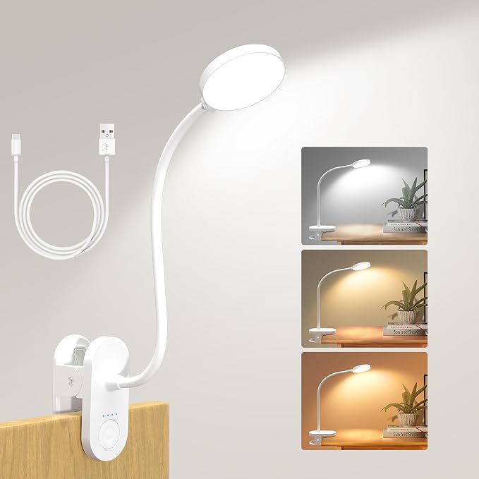 Cordless Reading Lamp with Clamp, 3.5'' Rechargeable LED Clip Light by Unknown