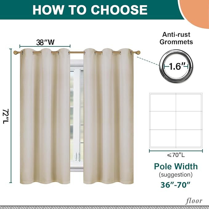 Diraysid 100% Blackout Curtains Light Beige Linen Curtains - Image 5