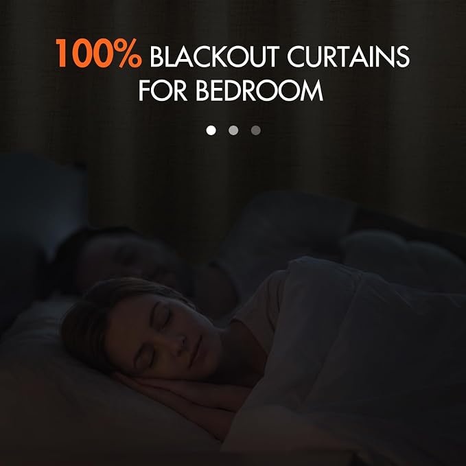 MIULEE 100% Blackout Curtains 108 inches Long 2 Panels, Linen Curtains & Drapes - Image 2