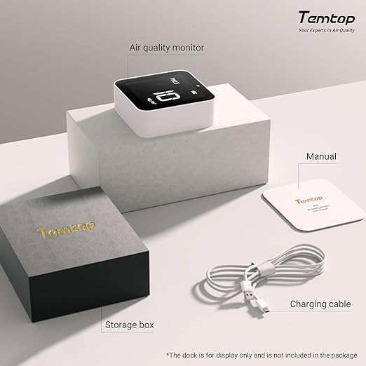 Temtop M10 Air Quality Monitor Indoor Air Quality Tester AQI PM2.5 VOCs Formaldehyde Detector for Home Air Testing, US Certified Air Sensor