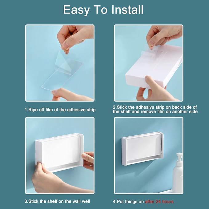 Small Floating Shelf for Wall, Wall Mounted Foldable Adhesive Shelf, Stick On - Image 6