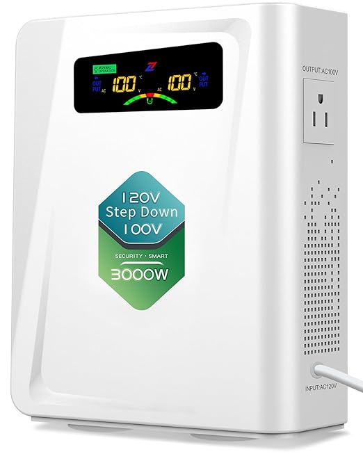 ZHENGXI Step Down Transformer 120v to 100v Voltage Converter 3000W, No Noise, Ten Protection Functions, Using Japan Appliances in US