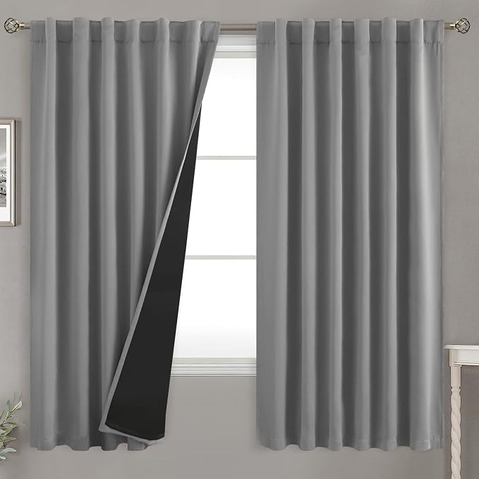 BGment Dove Grey 100% Blackout Curtains 63 Inch Length by BGment