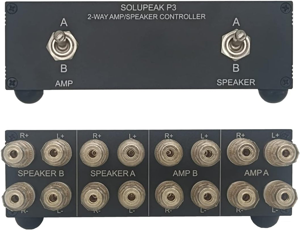 SOLUPEAK P3 2-Way AMP Amplifier to 2 Pair of Speakers Selector Switch Switcher Splitter Combiner Box 2 in 2 Out