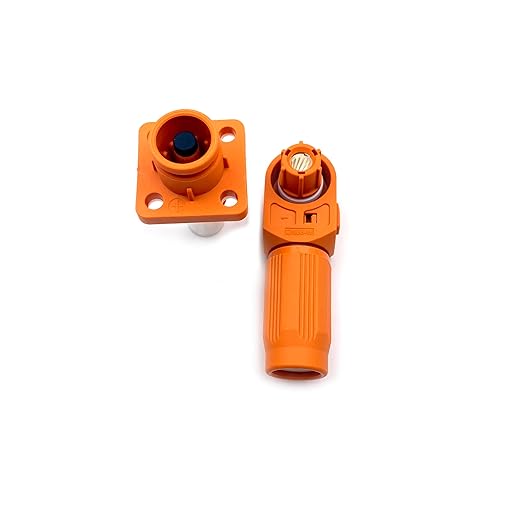 120A Battery Energy Storage Connector, 25mm² High Current Connectors IP67 Waterproof Crimping Wiring Power Adapter Quick Plug Terminal Right Angle Plug and Socket (1000V Black+Orange)