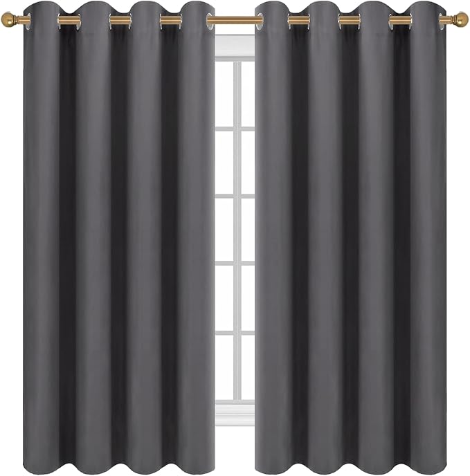 Diraysid Grey Grommet Blackout Curtains - Image 2