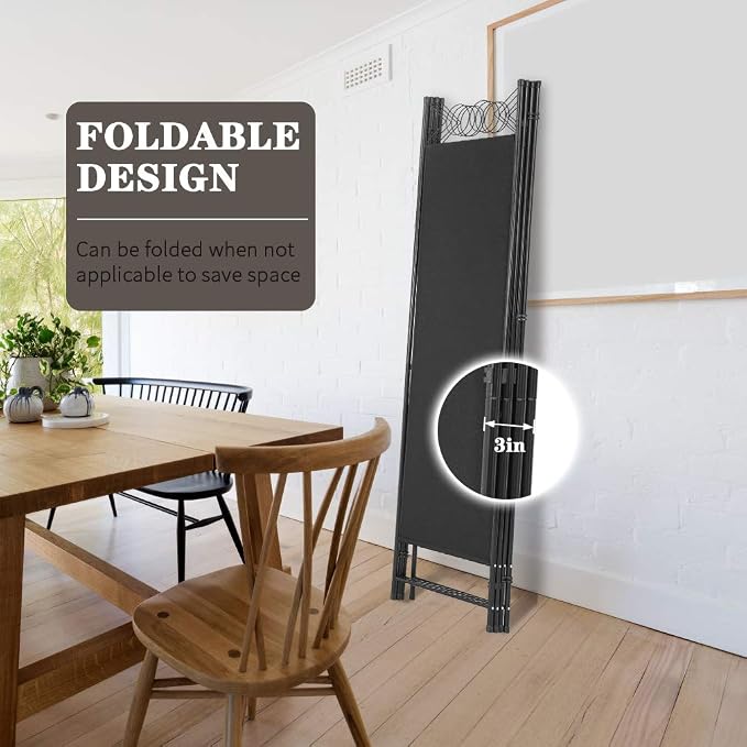 4 Panel Room Divider 6FT Steel Frame Screen Folding Privacy Divider - Image 2