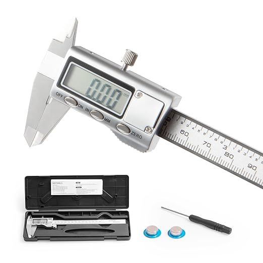 SCITOOLS All-Metal Digital Caliper 0-8" Measuring Tool, Micrometer Caliper with Auto-Off Feature, Interchangeable Between inches and millimeters for DIY/Household and 3D Printing