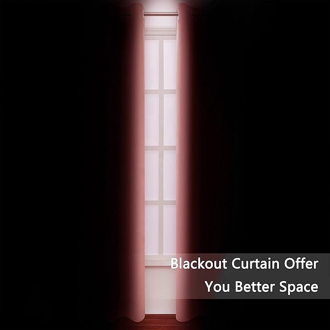 Blackout Curtains 66 x 95 inch/Coral Curtains Set of 2 Panels/Thermal Insulated - Image 3