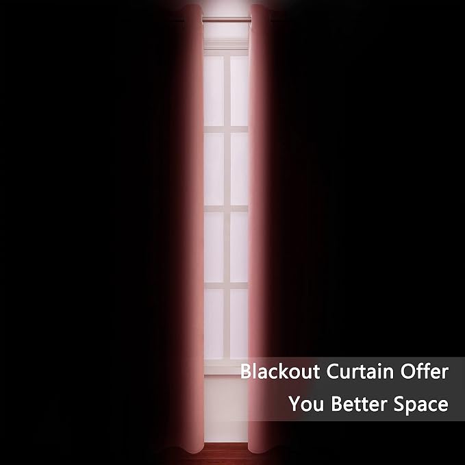 Blackout Curtains 38 x 84 inch/Coral Curtains Set of 2 Panels/Thermal Insulated - Image 3