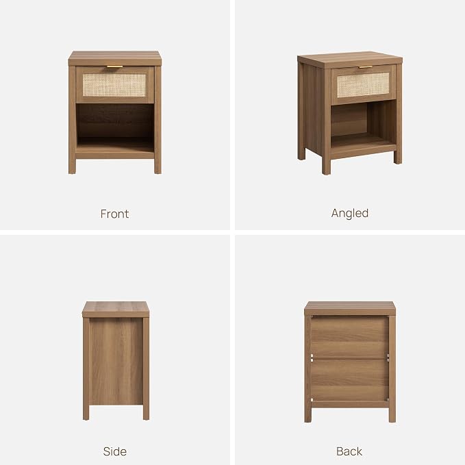 SICOTAS Night Stand Set 2 Rattan Nightstands - Image 8