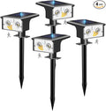 btfarm Solar Spot Lights Outdoor Waterproof, 4 Pack/3 Modes Motion Sensor Lights, Solar Powered Spotlights 2-in-1 Auto On/Off for Outside Pathway Yard Garden Landscape Lighting, Cool White