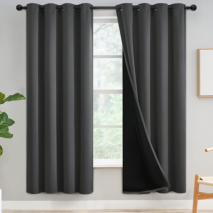 Yakamok Dark Grey Blackout Curtains 72 inches Long by Yakamok