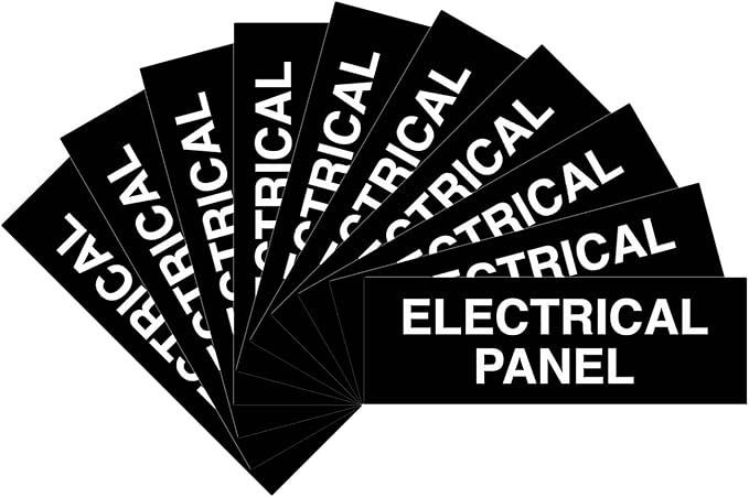 All Quality Basic Electrical Panel Sign - Fire Regulation Safety Compliance Sign - Black - Large (10 Pack)