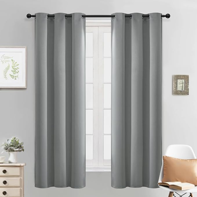 Yakamok Blackout Curtains 38x63 inch Dove Grey Thermal Drapes-Bedroom | 2 panels by Yakamok