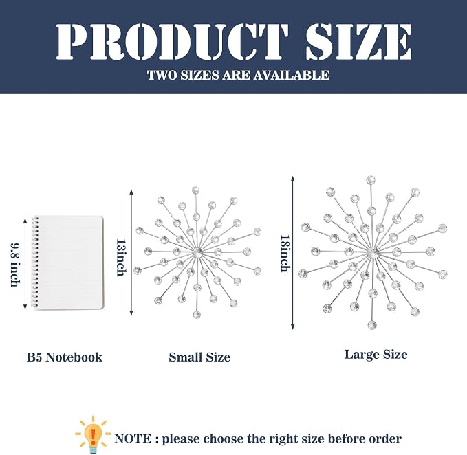 ZEXUIRU 3 Set Silver Starburst Wall Art - Image 6