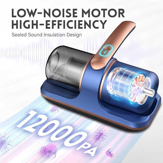 Pure Sleepy Pro Bed Vacuum Dust Mites, 2025 Upgrade 12000pa Pure Sleepy Pro Bed Vacuum, Mattress Cleaner Machine Deep Cleaner with Uv-C Light, 8,000 Vibrations Per Minute (Purple)