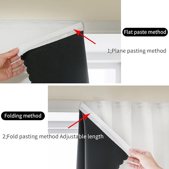 AJAZZ 100% Blackout Self Adhesive Curtains Small Window Short Temporary Black - Image 5