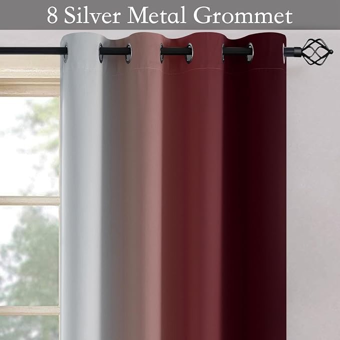 SimpleHome Ombre Curtains Red to Grey White - Image 5