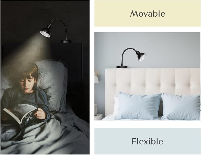 Patented Innovative Design Headboard Reading Light. No Drilling Golden Book - Image 2