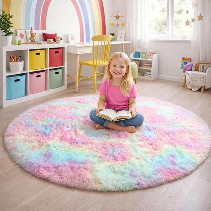 Amdrebio Rainbow Unicorn Large Round Rug 6Ft - Image 3
