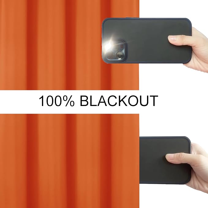 100% Blackout Curtains 52 x 72 Inch/Orange Curtains 2 Panels - Image 3