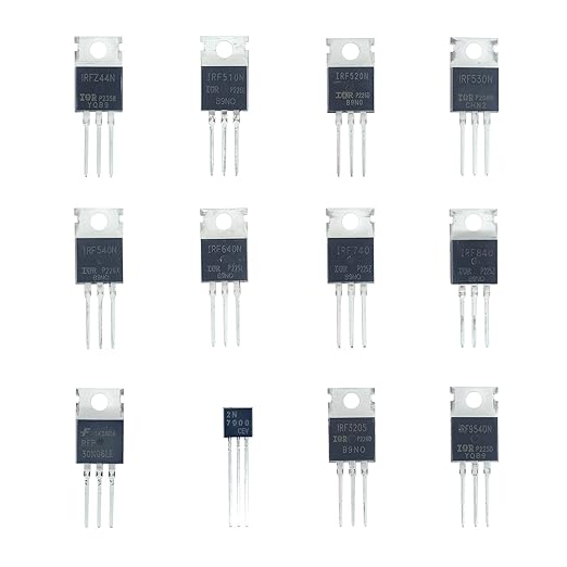 Minidodoca 12 Values 80 Pcs MOSFET Transistor Assortment Kit N&P Channel MOSFET IRFZ44N IRF510N IRF530N IRF530N IRF540N IRF640N IRF740 IRF840 RFP30N06LE 2N7000 IRF3205 IRF9540 Logic Level P&NMOS Kit
