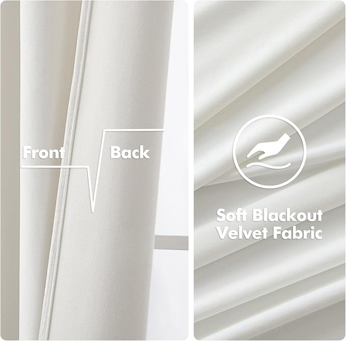 MIULEE Velvet Curtains Pure White 52 x 84 Inch Length Set of 2 | Grommet Drapes - Image 3