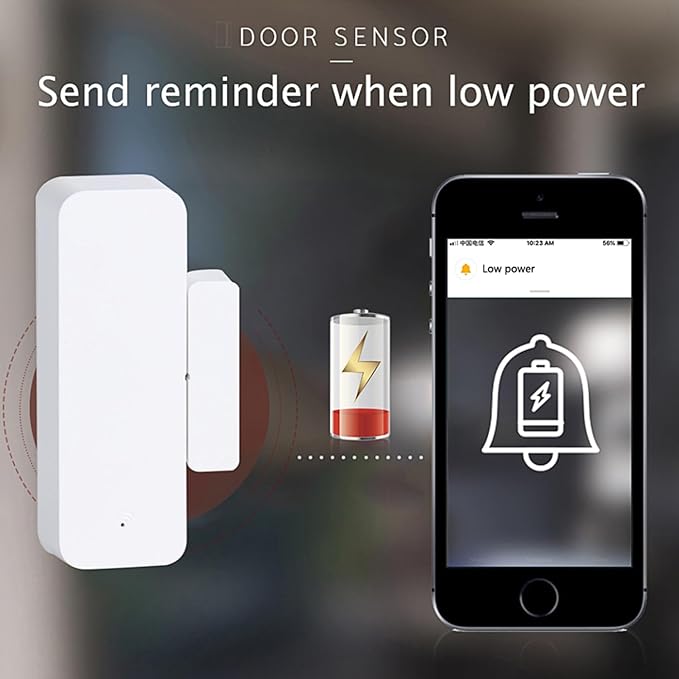 WiFi Door Sensor Window Detector: Smart Window Contact Sensor, Wireless Magnetic Door Open Detector with Free Notification Alerts, Compatible with Alexa Google Assistant (4-Pack)