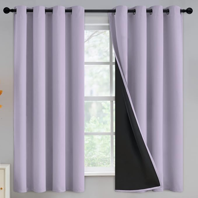 Yakamok Lilac Blackout Curtains 63 inches Long by Yakamok