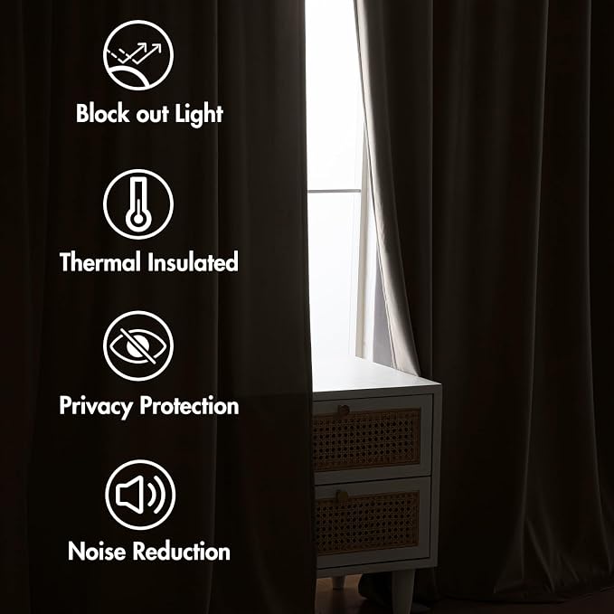 MIULEE Taupe Velvet Pinch Pleat Blackout Curtains W52 X L90 Inches | 2 Panels - Image 6