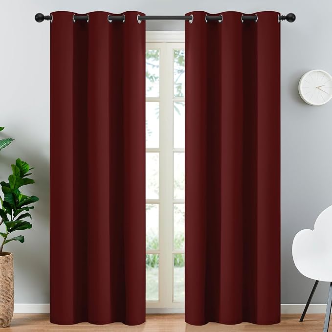 Yakamok Blackout Curtains 38x84 inch Burgundy Red Thermal Drapes-Bedroom | 2 by Yakamok