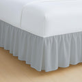 Rajlinen Ruffled Bed Skirt Full, 24 Inch Drop Dust Ruffle with Split Corners, 100% Microfiber Bedskirt with Platform, Three-Sided Coverage Ruffled Gathering Design, Light Grey