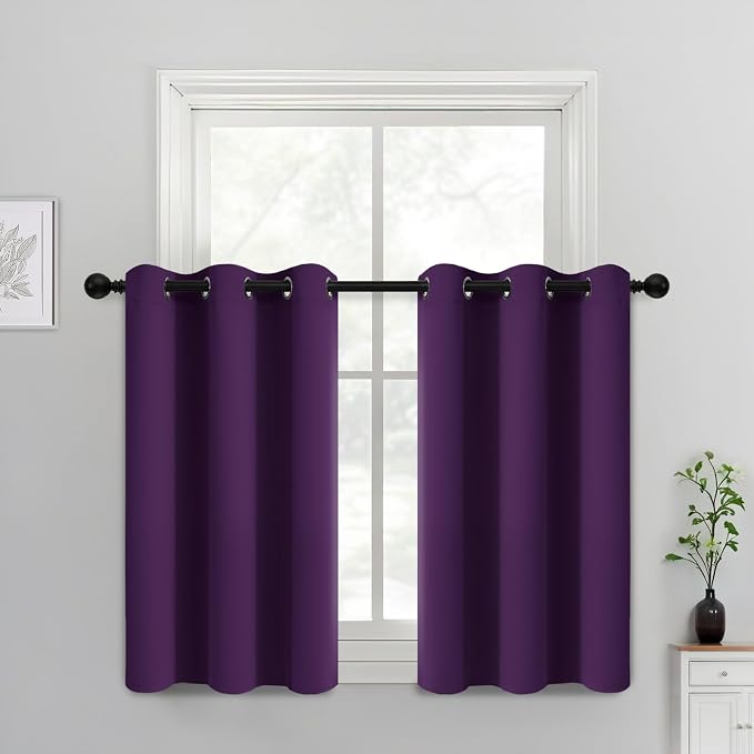 Yakamok Blackout Curtains 38x36 inch Purple Thermal Drapes-Kitchen | 2 panels by Yakamok
