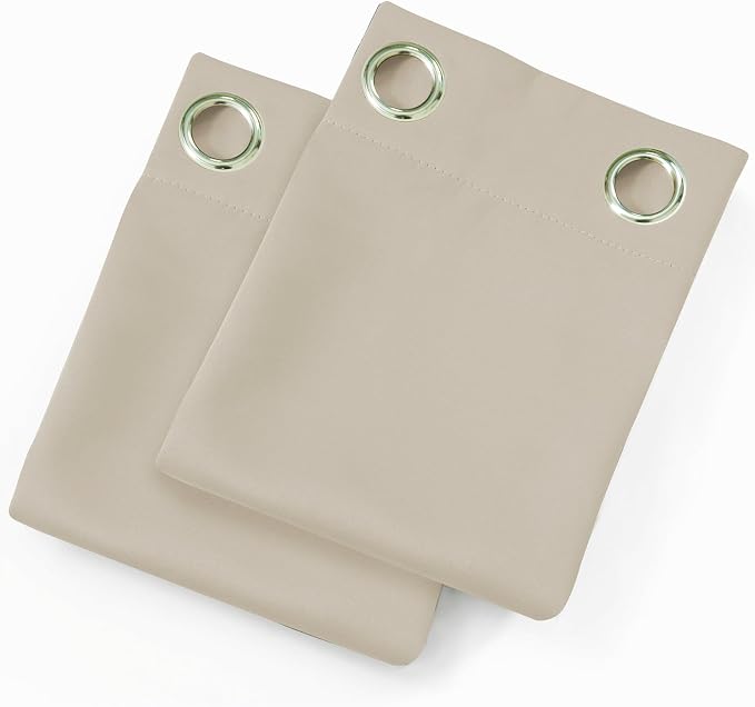 Light Beige Blackout Curtains 42 x 54 Inch Length Set of 2 Panels Grommet - Image 9