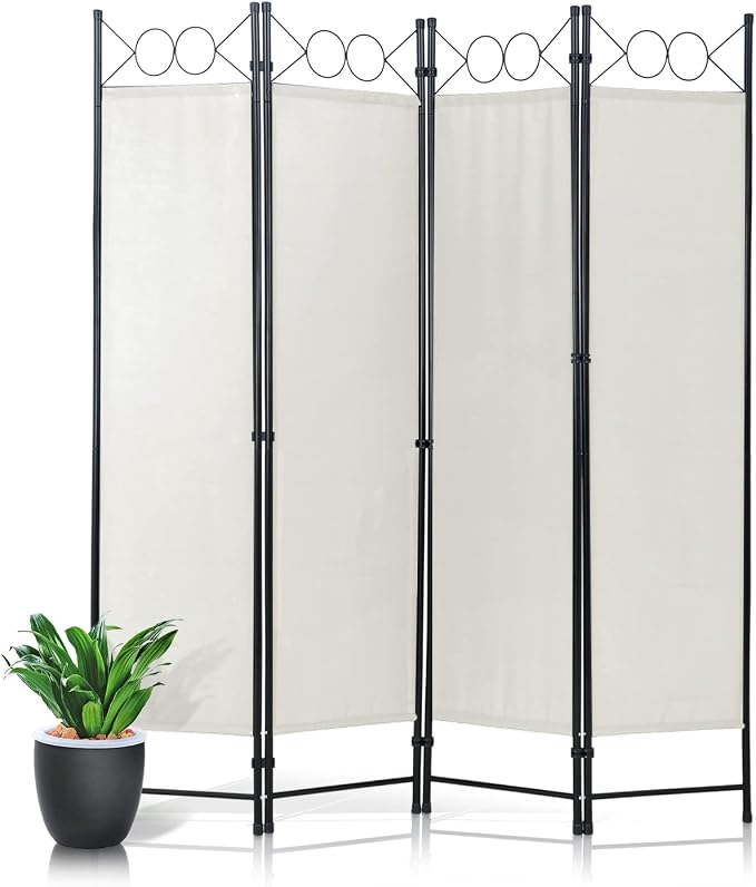 Dopinmin Room Divider Panel, Room Partiton 4 Panels Folding Privacy Screen | by Dopinmin